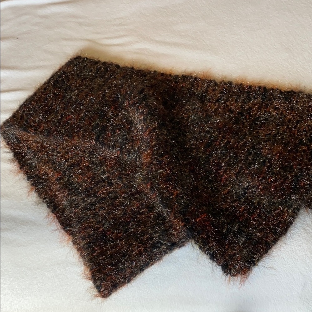 Metallic Thread Black and Orange Scarf